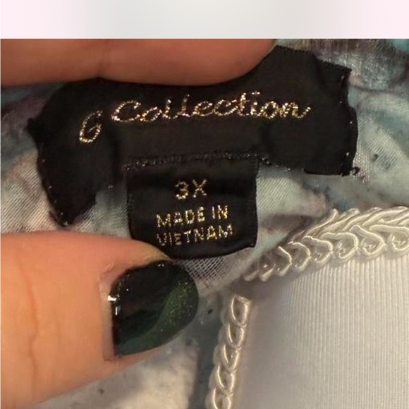 Collection B Intricate Blue and Brown Short Sleeve Top - Picture 3 of 3